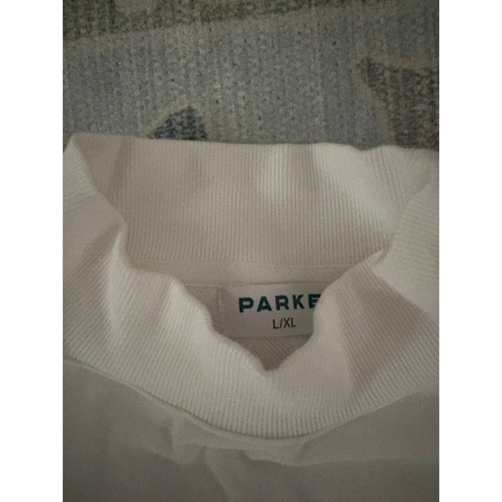 White Parke sweatshirt with Navy letters - Picture 3 of 4